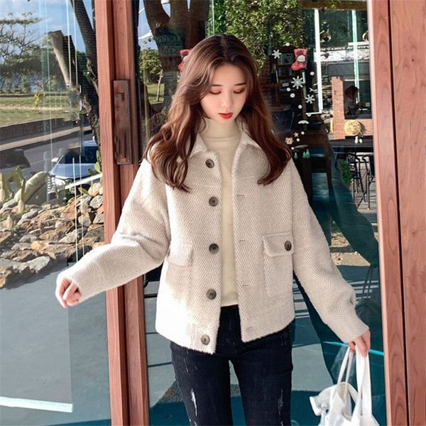 women's wool & blends faux mink velvet jacket coat autumn winter long sleeve single-breasted short knitted coats outwear 2021k3, Black
women's wool & blends faux mink velvet jacket coat autumn winter long sleeve single-breasted short knitted coats outwear 2021k3, Black