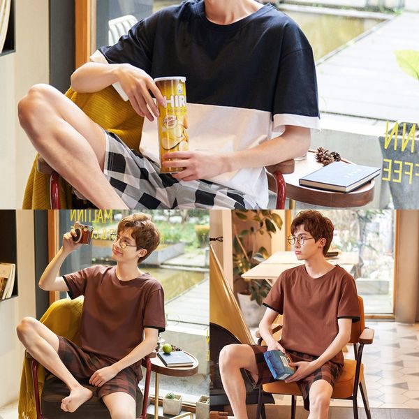 men's cotton short-sleeved casual summer thin youth loose men's summer home suit pajamas pajamas, Black;brown
men's cotton short-sleeved casual summer thin youth loose men's summer home suit pajamas pajamas, Black;brown