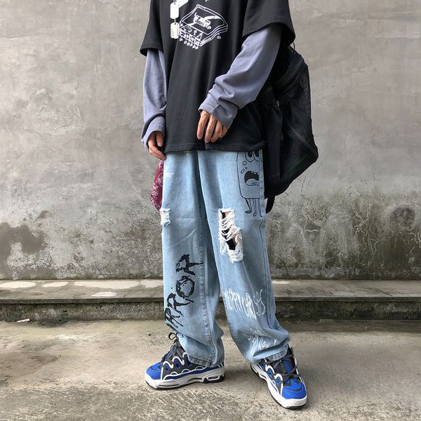 wholesale 2020 fashion denim casual men's and women's brand hip hop fun graffiti print loose straight long pants hip hop jeans, Blue
wholesale 2020 fashion denim casual men's and women's brand hip hop fun graffiti print loose straight long pants hip hop jeans, Blue