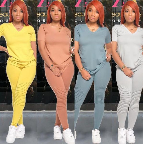 women's solid two-piece folds irregular v-neck t-shirt pencil trouser suit sportswear fashion sportswear suit, Gray
women's solid two-piece folds irregular v-neck t-shirt pencil trouser suit sportswear fashion sportswear suit, Gray