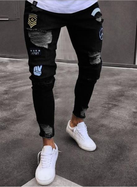 mens skinny jeans casual slim biker denim knee hole hiphop ripped pants washed fashion multiple choices hwmr, Black
mens skinny jeans casual slim biker denim knee hole hiphop ripped pants washed fashion multiple choices hwmr, Black