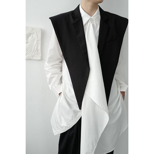 ewq / men's wear abstinence no button black niche design black vest for male ins all-match shawl style waistcoat for male 9y3233, Black;white
ewq / men's wear abstinence no button black niche design black vest for male ins all-match shawl style waistcoat for male 9y3233, Black;white