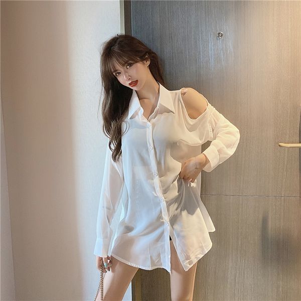 sexy -плечий 2020 лето нового top shirt рубашка элегантного шифон с длинным рукавом перспектива тонкий простой свободный случайный топ для ж, White
sexy -плечий 2020 лето нового top shirt рубашка элегантного шифон с длинным рукавом перспектива тонкий простой свободный случайный топ для ж, White