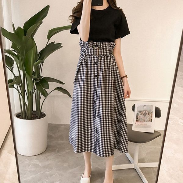 women high waist slim skirt and crop set fashion plaid sashes skirt + basic tee shirt women's suit, Gray
women high waist slim skirt and crop set fashion plaid sashes skirt + basic tee shirt women's suit, Gray