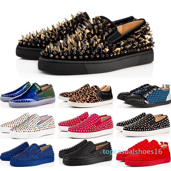 2020 designer brand studded spikes flats shoes red bottoms shoes luxury mens womens party lovers genuine leather sneakers size 36-46 t01, Black
2020 designer brand studded spikes flats shoes red bottoms shoes luxury mens womens party lovers genuine leather sneakers size 36-46 t01, Black
