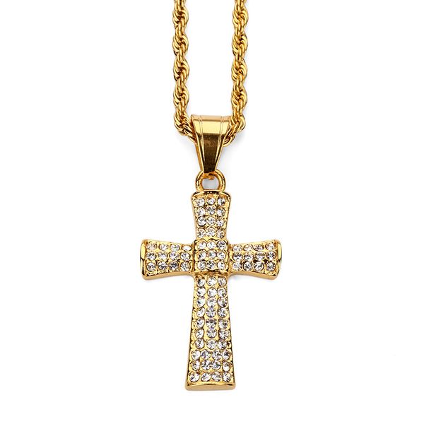 fashion men cross hip hop necklace rhinestone stainless steel jewelry gold plated long 60cm chains punk rock micro men pendant necklaces, Silver
fashion men cross hip hop necklace rhinestone stainless steel jewelry gold plated long 60cm chains punk rock micro men pendant necklaces, Silver