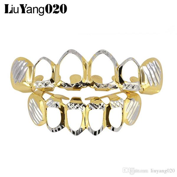 d-cut grillz set pure gold color plated top bottom зубы 4 открытый хип-хоп грили hollow зуб гриль наборы cosplay партии 
d-cut grillz set pure gold color plated top bottom зубы 4 открытый хип-хоп грили hollow зуб гриль наборы cosplay партии