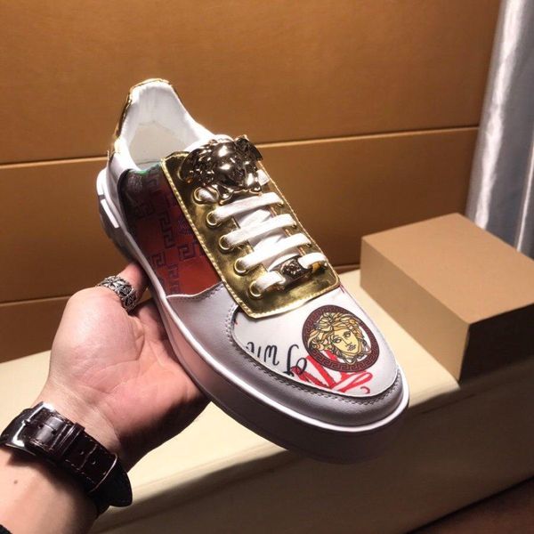 2020x high-end medusa embroidery and color matching men's leather casual low-sneakers, large size fashion lace-up sneakers, size: 3, Black
2020x high-end medusa embroidery and color matching men's leather casual low-sneakers, large size fashion lace-up sneakers, size: 3, Black