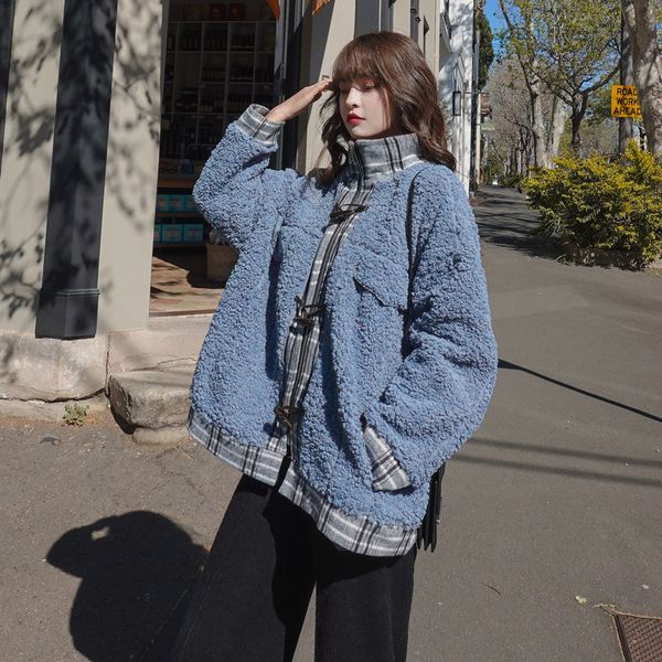 2020 new winter women fashion stitching wool jacket female horn buckle long sleeve ladies keep warm coat girls leisure outwear, Black
2020 new winter women fashion stitching wool jacket female horn buckle long sleeve ladies keep warm coat girls leisure outwear, Black