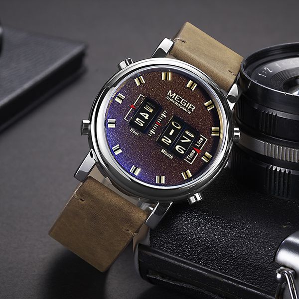 megir 2020 new fashion mens watches with leather strap sports quartz watch men relogio masculino wristwatches, Slivery;brown
megir 2020 new fashion mens watches with leather strap sports quartz watch men relogio masculino wristwatches, Slivery;brown