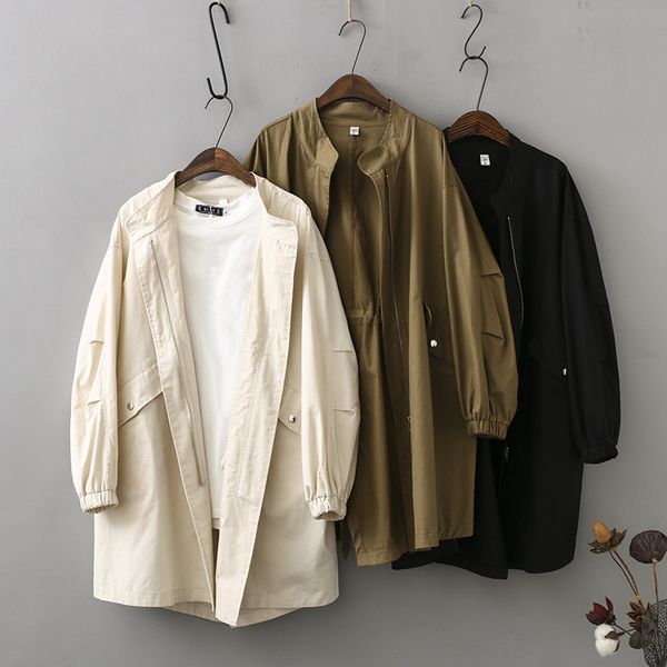 women's trench coats casual windbreaker holiday 2021 autumn coat simple loose slimming temperament thin women, Tan;black
women's trench coats casual windbreaker holiday 2021 autumn coat simple loose slimming temperament thin women, Tan;black