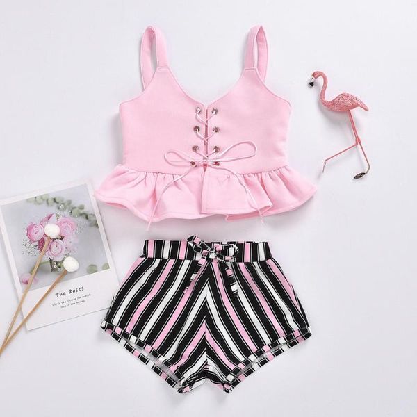 baby summer sling vest pink color and striped print shorts 2 piece clothes set wholesale, White
baby summer sling vest pink color and striped print shorts 2 piece clothes set wholesale, White