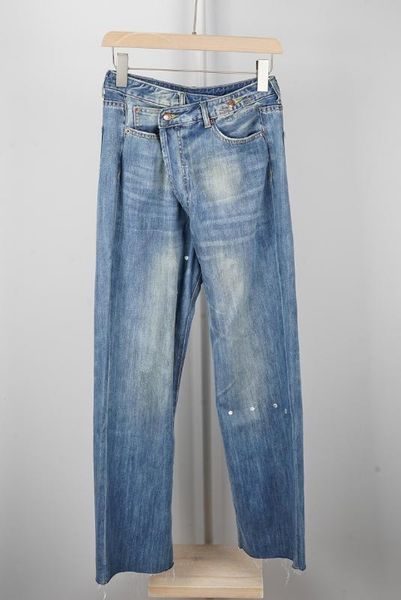 new irregular cross waist women jeans loose straight high waist wild leg pants female denim trousers, Blue 
new irregular cross waist women jeans loose straight high waist wild leg pants female denim trousers, Blue