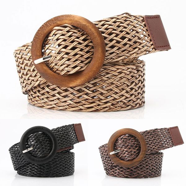 wide belt women belt summer fashion braided waist vintage boho fake straw round wooden smooth buckle woven, Black;brown
wide belt women belt summer fashion braided waist vintage boho fake straw round wooden smooth buckle woven, Black;brown