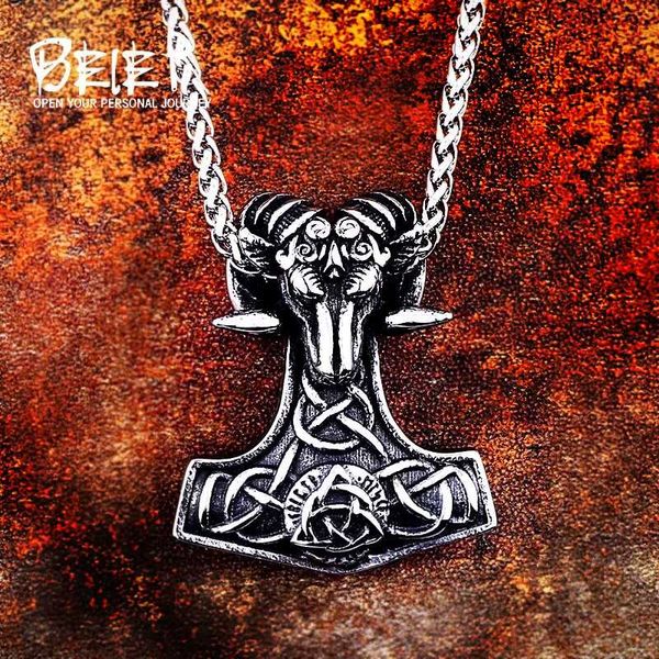 beier 316l stainless steel norse viking odin 's symbol amulet pendant necklace norse sheep head original animal jewelry lp377, Silver
beier 316l stainless steel norse viking odin 's symbol amulet pendant necklace norse sheep head original animal jewelry lp377, Silver