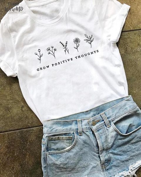 grow positive thoughts funny women fashion quote t shirt grunge pure cotton girl street style hipster tees vintage graphic, White
grow positive thoughts funny women fashion quote t shirt grunge pure cotton girl street style hipster tees vintage graphic, White