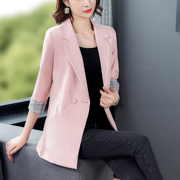 women's summer slim blazer suit jacket coat spring autumn thin korean casual blazer women plaid patchwork plus size blazers, White;black
women's summer slim blazer suit jacket coat spring autumn thin korean casual blazer women plaid patchwork plus size blazers, White;black