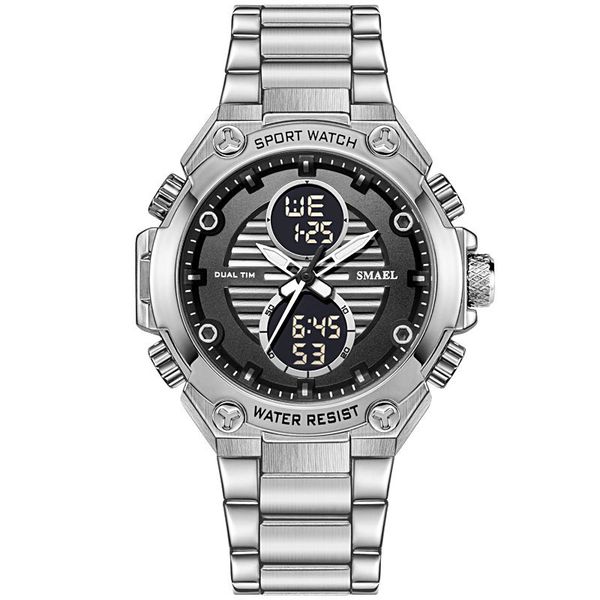 fashion casual men business dual display calendar alarm clock simplicity rivet decoration luxury dress electronic watch, Slivery;brown
fashion casual men business dual display calendar alarm clock simplicity rivet decoration luxury dress electronic watch, Slivery;brown