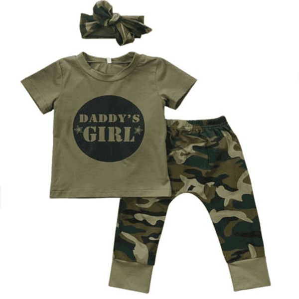 camouflage baby girls summer clothes short sleeve letter print pullover o neck t-shirts pants bow headband 3pcs boy clothes set, White
camouflage baby girls summer clothes short sleeve letter print pullover o neck t-shirts pants bow headband 3pcs boy clothes set, White