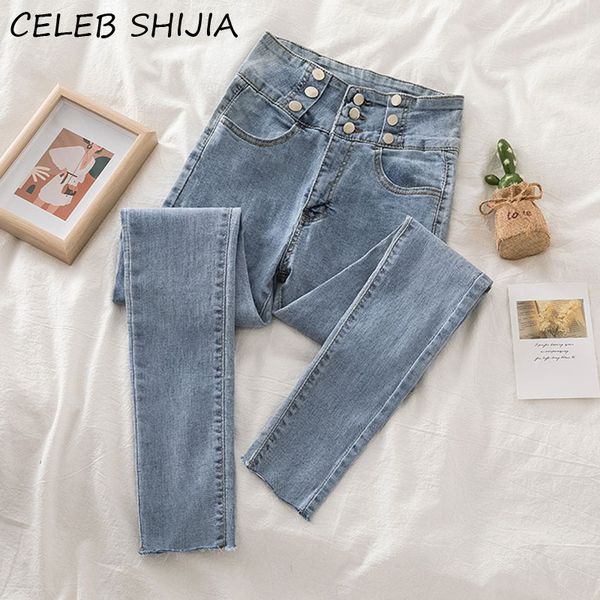woman jean light blue 2020 new autumn high waist single-breasted denim pencil pants woman mon high elastic jeans ladies 
woman jean light blue 2020 new autumn high waist single-breasted denim pencil pants woman mon high elastic jeans ladies