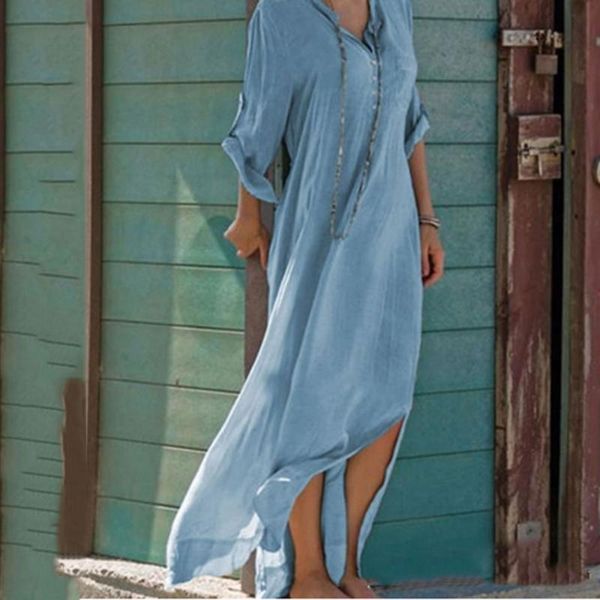 casual dresses 2021 bohemian women summer loose vintage maxi boho dress fashion simple robe female vestidos v-neck, Black;gray
casual dresses 2021 bohemian women summer loose vintage maxi boho dress fashion simple robe female vestidos v-neck, Black;gray