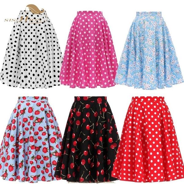 2020 summer high waist skirts womens cotton polka dot floral swing pin up 50s vintage 100% cotton skirt jupe femme sp0677, Black
2020 summer high waist skirts womens cotton polka dot floral swing pin up 50s vintage 100% cotton skirt jupe femme sp0677, Black