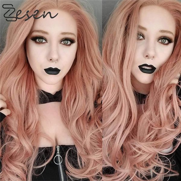 zesen golden pink wig colored 13*4 synthetic lace front lace wigs body wave hair heat resistant wig, Black
zesen golden pink wig colored 13*4 synthetic lace front lace wigs body wave hair heat resistant wig, Black