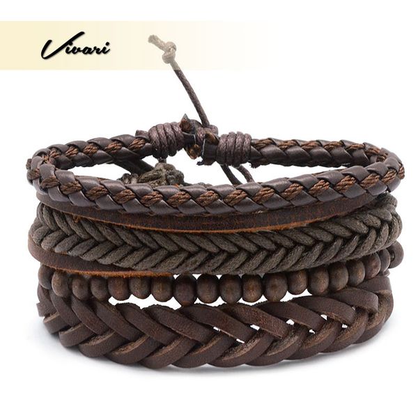 vivari adjustable men's brown vintage multilayer leather with beaded bracelet wristband fashion accessories, Black
vivari adjustable men's brown vintage multilayer leather with beaded bracelet wristband fashion accessories, Black