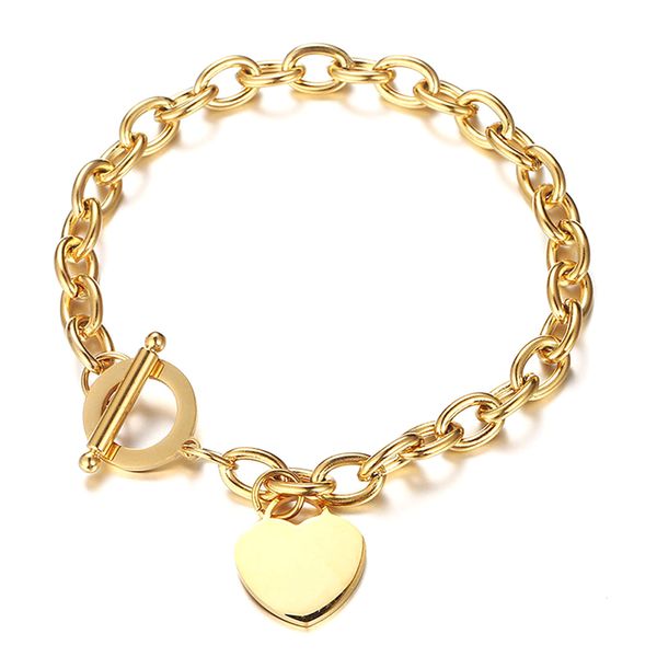 1pcs fashion women stainless steel heart bracelet chain bangle jewelry gift for women, Black