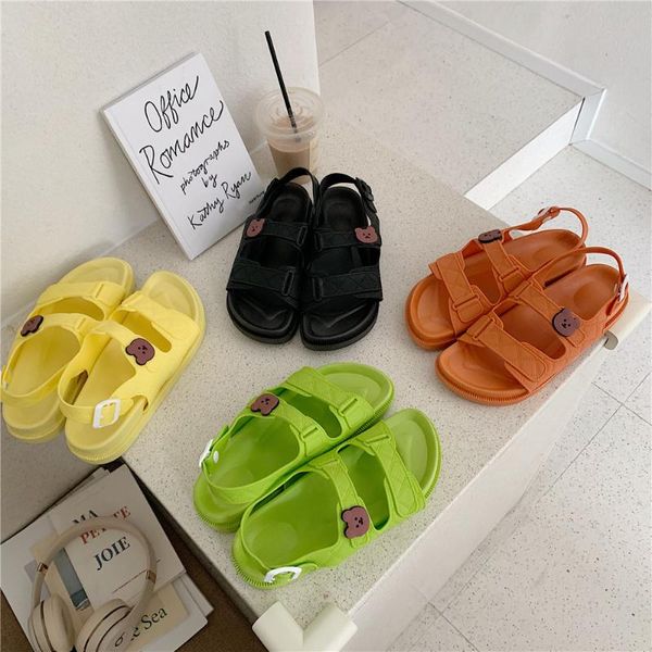sp&city korean ins cartoon beat summer sandals female thick bottom casual student cute flat shoes magic sticker beach slippers, Black
sp&city korean ins cartoon beat summer sandals female thick bottom casual student cute flat shoes magic sticker beach slippers, Black