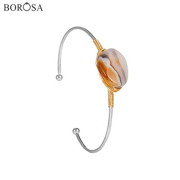 borosa gold wire wrapped natural stone bangles women onyx agates open cuff bangles bracelets in silver plated wx1700, Black
borosa gold wire wrapped natural stone bangles women onyx agates open cuff bangles bracelets in silver plated wx1700, Black