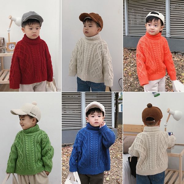 children 2019 winter new solid color turtleneck korean sweater style boys' baby thickened twist knitted sweater, Blue
children 2019 winter new solid color turtleneck korean sweater style boys' baby thickened twist knitted sweater, Blue