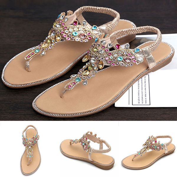 women colorful rhinestone flat sandals open toe instep beach casual sandals, Black
women colorful rhinestone flat sandals open toe instep beach casual sandals, Black