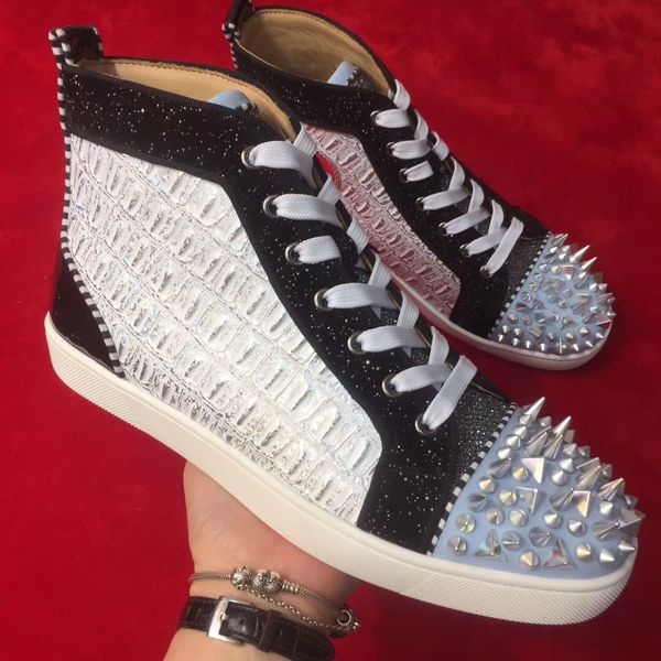 new factory wholesale genuine leather pik spikes sneakers red bottom shoes high men casual flats shoes red soles ing, Black
new factory wholesale genuine leather pik spikes sneakers red bottom shoes high men casual flats shoes red soles ing, Black