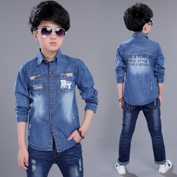 wear men's denim large letter denim children's long children's clothing shirt sleeve shirt, White;black
wear men's denim large letter denim children's long children's clothing shirt sleeve shirt, White;black