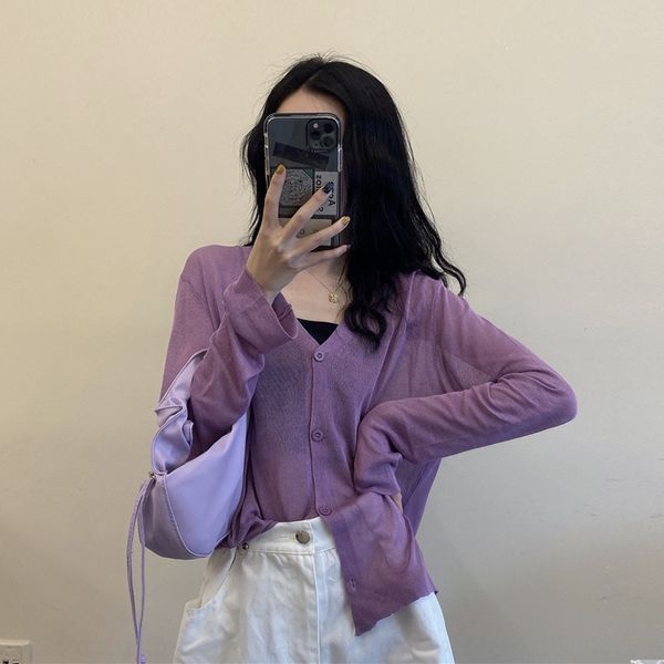 purple cardigan 2020 new long sleeve thin women's outer short jacket knitted shirt knit knitwear wear ice silk sunscreen short top, White;black
purple cardigan 2020 new long sleeve thin women's outer short jacket knitted shirt knit knitwear wear ice silk sunscreen short top, White;black