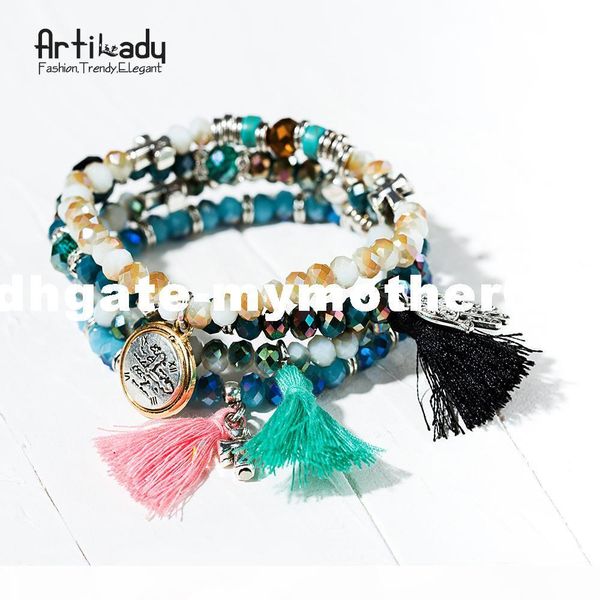 artilady 3pcs set boho tassel bracelets set crystal beads with charm bracelets for women bohemia jewelry party gift, Golden;silver
artilady 3pcs set boho tassel bracelets set crystal beads with charm bracelets for women bohemia jewelry party gift, Golden;silver