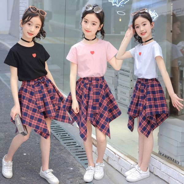 summer teen kids clothes set for girl heart pattern tshirt+plaid skirt suit for girls kids outfits teenage clothing 4 8 to 12 14, White
summer teen kids clothes set for girl heart pattern tshirt+plaid skirt suit for girls kids outfits teenage clothing 4 8 to 12 14, White