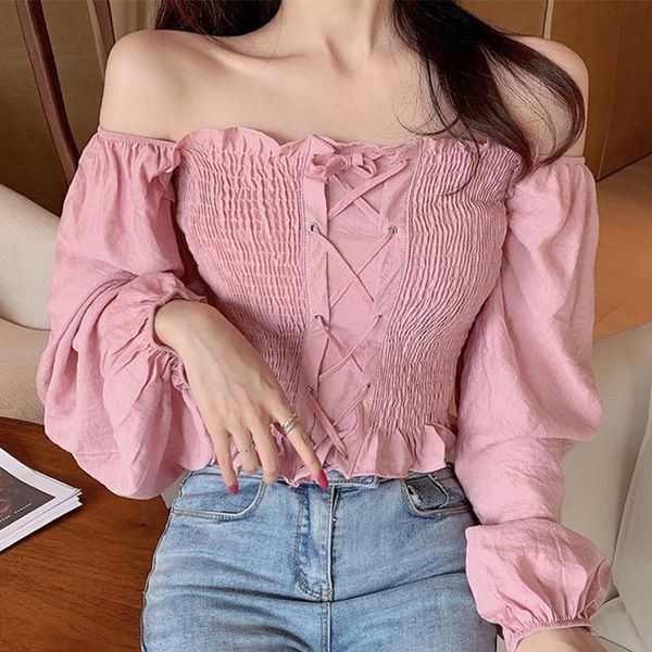 internet celebrity chiffon women's western style korean style short shirt shoulder sweet super fairy long sleeve shirt, White
internet celebrity chiffon women's western style korean style short shirt shoulder sweet super fairy long sleeve shirt, White