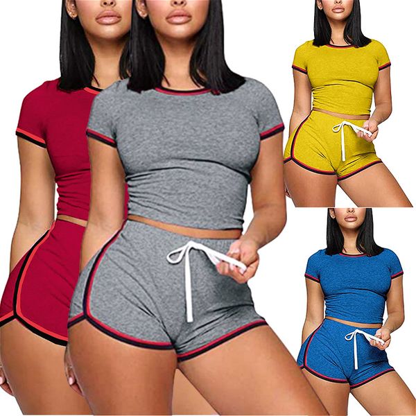 two piece solid color women clothing summer short sleeve t-shirt and drawsting shorts set tracksuit sportswear homewear, Gray
two piece solid color women clothing summer short sleeve t-shirt and drawsting shorts set tracksuit sportswear homewear, Gray