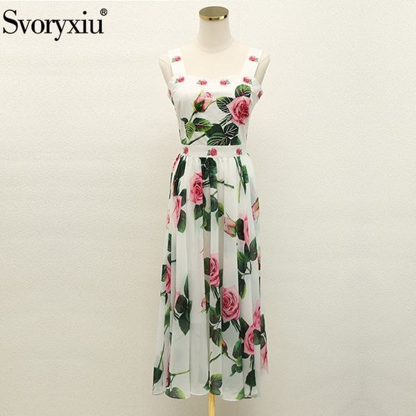 svoryxiu runway summer party spaghetti strap dress women's luxury crystal beaded embroidery rose flower print long dresses, Black;gray
svoryxiu runway summer party spaghetti strap dress women's luxury crystal beaded embroidery rose flower print long dresses, Black;gray