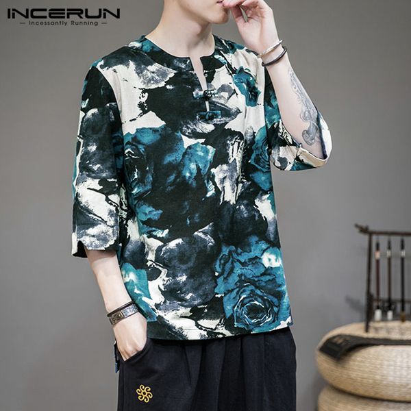incerun men leisure 3/4 sleeve v neck blouse vintage printed shirts casual loose floral camisa loose cotton buttons blusas s-5xl, White;black
incerun men leisure 3/4 sleeve v neck blouse vintage printed shirts casual loose floral camisa loose cotton buttons blusas s-5xl, White;black