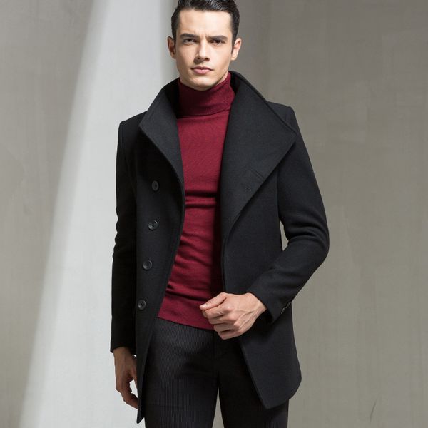 men autumn winter wool coat mens casual solid color warm wool blends woolen coat male trench overcoat mens slim fit blazer, Black
men autumn winter wool coat mens casual solid color warm wool blends woolen coat male trench overcoat mens slim fit blazer, Black