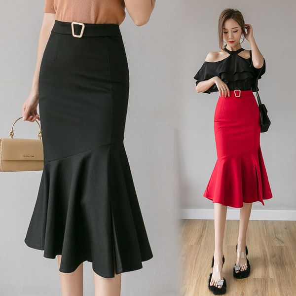 2020 new women summer trumpet mermaid skirt with belt high waist irregular ruffles midi skirt office lady plus size skrits l20, Black
2020 new women summer trumpet mermaid skirt with belt high waist irregular ruffles midi skirt office lady plus size skrits l20, Black