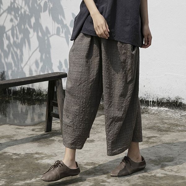 women's pants & capris johnature women plaid straight elastic waist summer vintage trouser 2021 pockets cotton linen loose casual, Black;white
women's pants & capris johnature women plaid straight elastic waist summer vintage trouser 2021 pockets cotton linen loose casual, Black;white