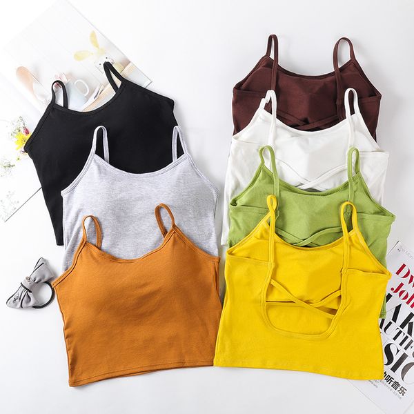 women tank crop backles underwear sleeveless camis camisole femme summer padded crop top, Black;white
women tank crop backles underwear sleeveless camis camisole femme summer padded crop top, Black;white