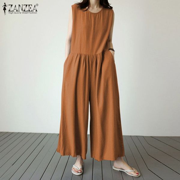 women's jumpsuits & rompers 2021 summer elegant zanzea women sleeveless wide leg casual o neck overalls robe femme solid loose playsuit, Black;white
women's jumpsuits & rompers 2021 summer elegant zanzea women sleeveless wide leg casual o neck overalls robe femme solid loose playsuit, Black;white