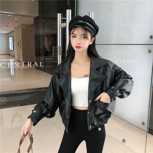 autumn 2020 new fashion loose leather jacket small motorcycle small leather womens short coat womens fashion, Black
autumn 2020 new fashion loose leather jacket small motorcycle small leather womens short coat womens fashion, Black