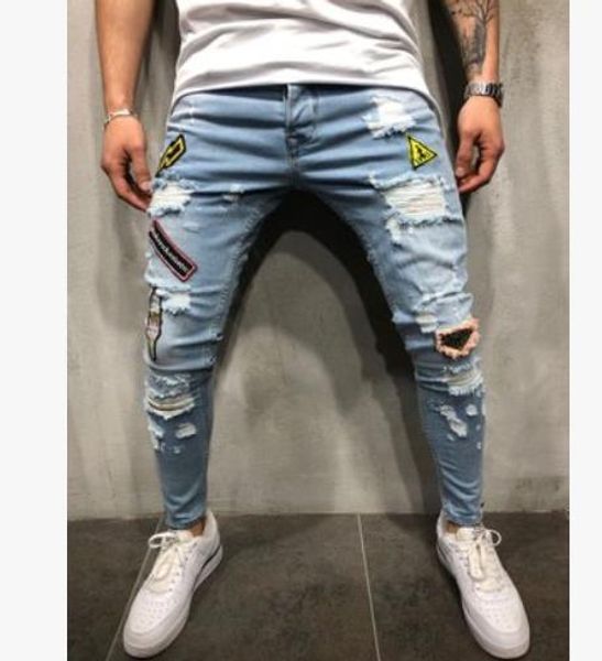mens skinny jeans casual slim biker jeans denim knee hole hiphop ripped pants washed fashion 8jim, Blue
mens skinny jeans casual slim biker jeans denim knee hole hiphop ripped pants washed fashion 8jim, Blue