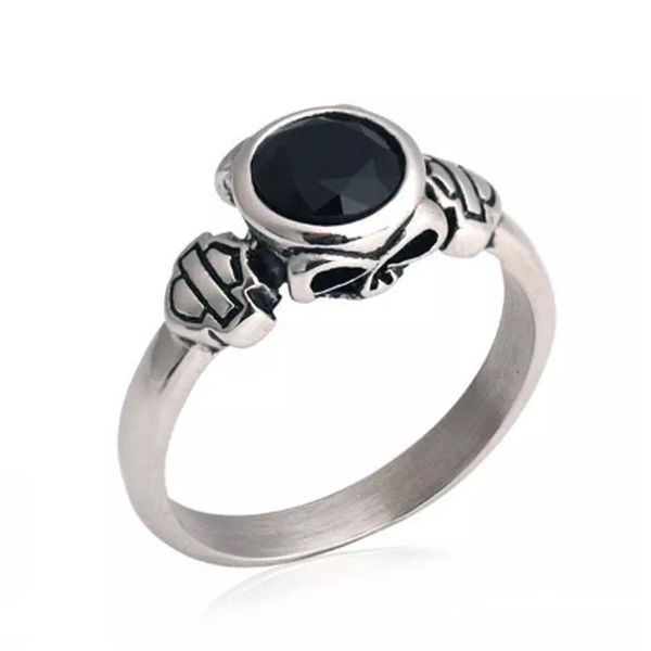 316 stainless steel girl rings, skull, black stone, stainless steel rings